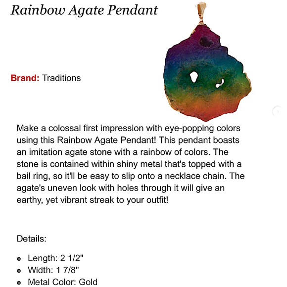 Rainbow Agate Pendant wrapped in gold on rainbow metal chain NEW - Picture 11 of 11